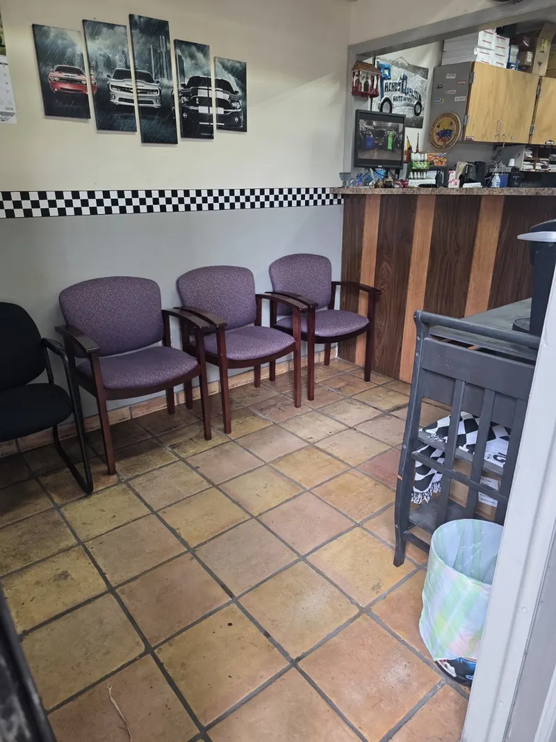 Customer seating area at Pacho's Quality Auto Repair